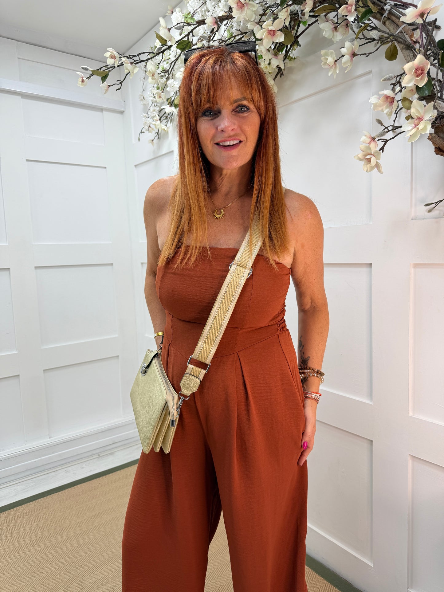 Ettie: Bandeau harem leg jumpsuit. One size: 8-14. 3 colours