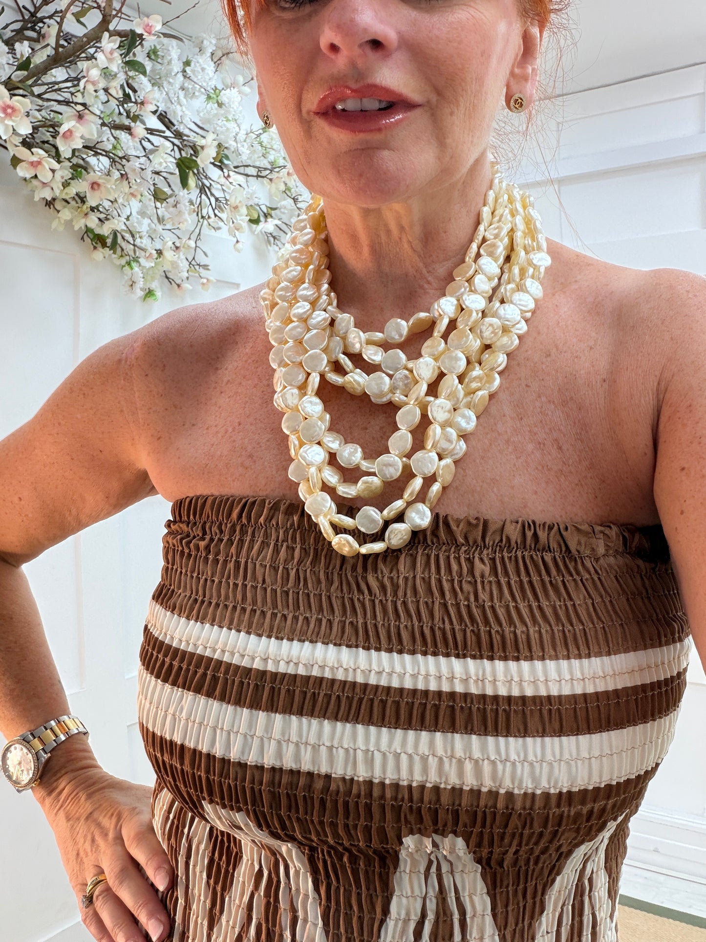 Nina: Chunky cream layered statement necklace