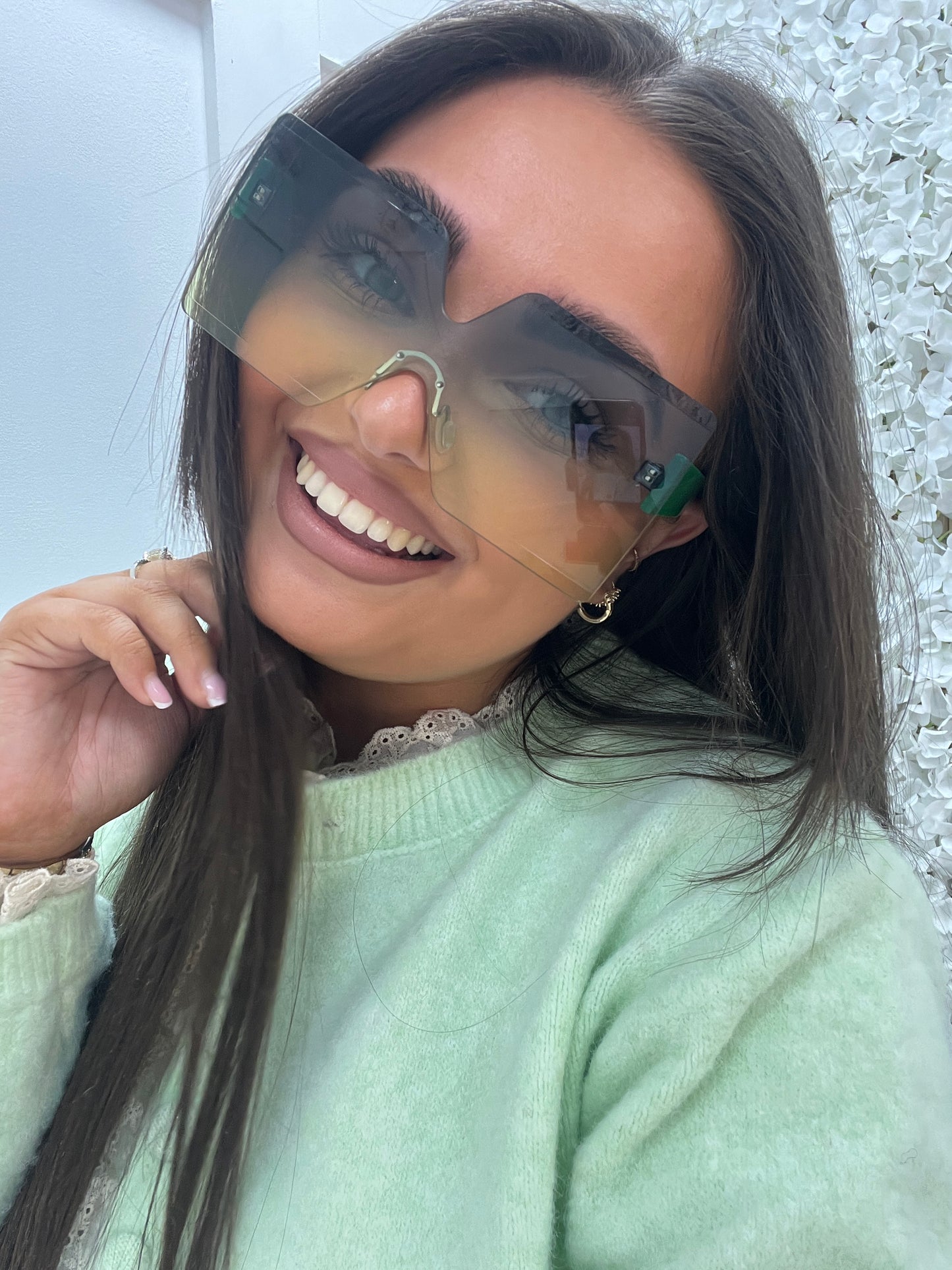 Santorini: Green ombre oversized fashion sunglasses