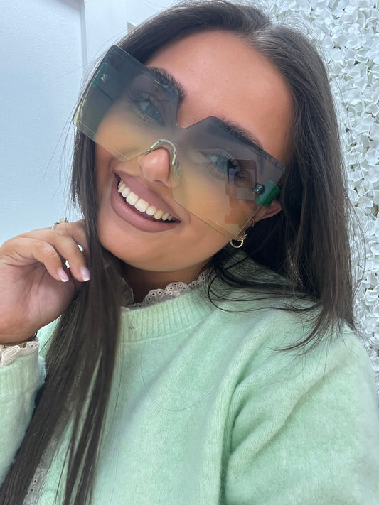 Santorini: Green ombre oversized fashion sunglasses