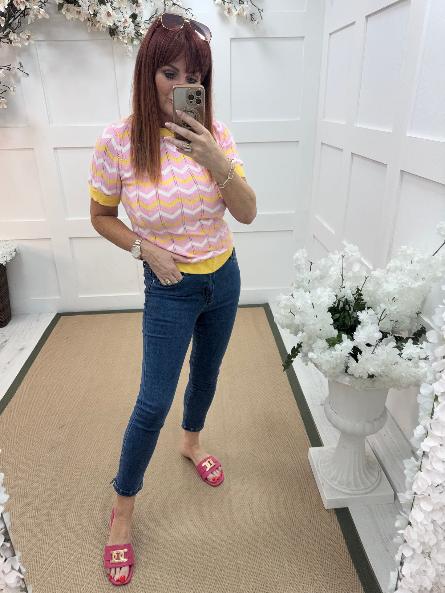 Rowan: Dark blue skinny fit jeans. Sizes: 8-16