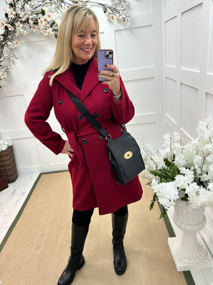 Camille: Burgundy trench coat . One size 10-16