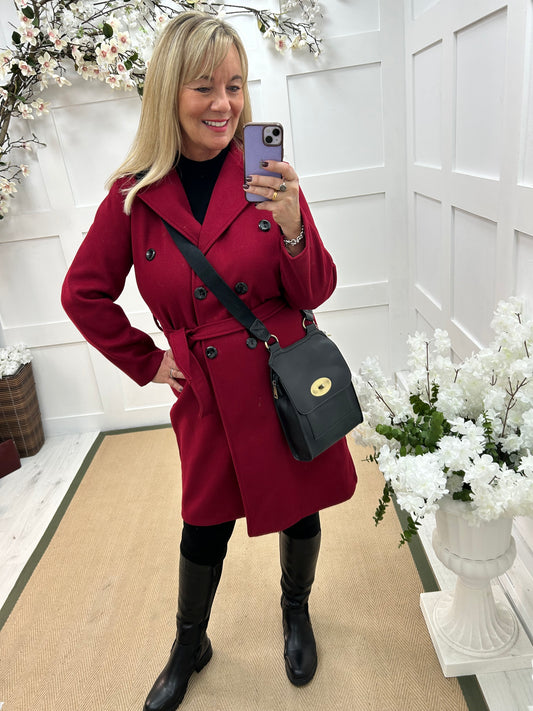 Camille: Burgundy trench coat . One size 10-16