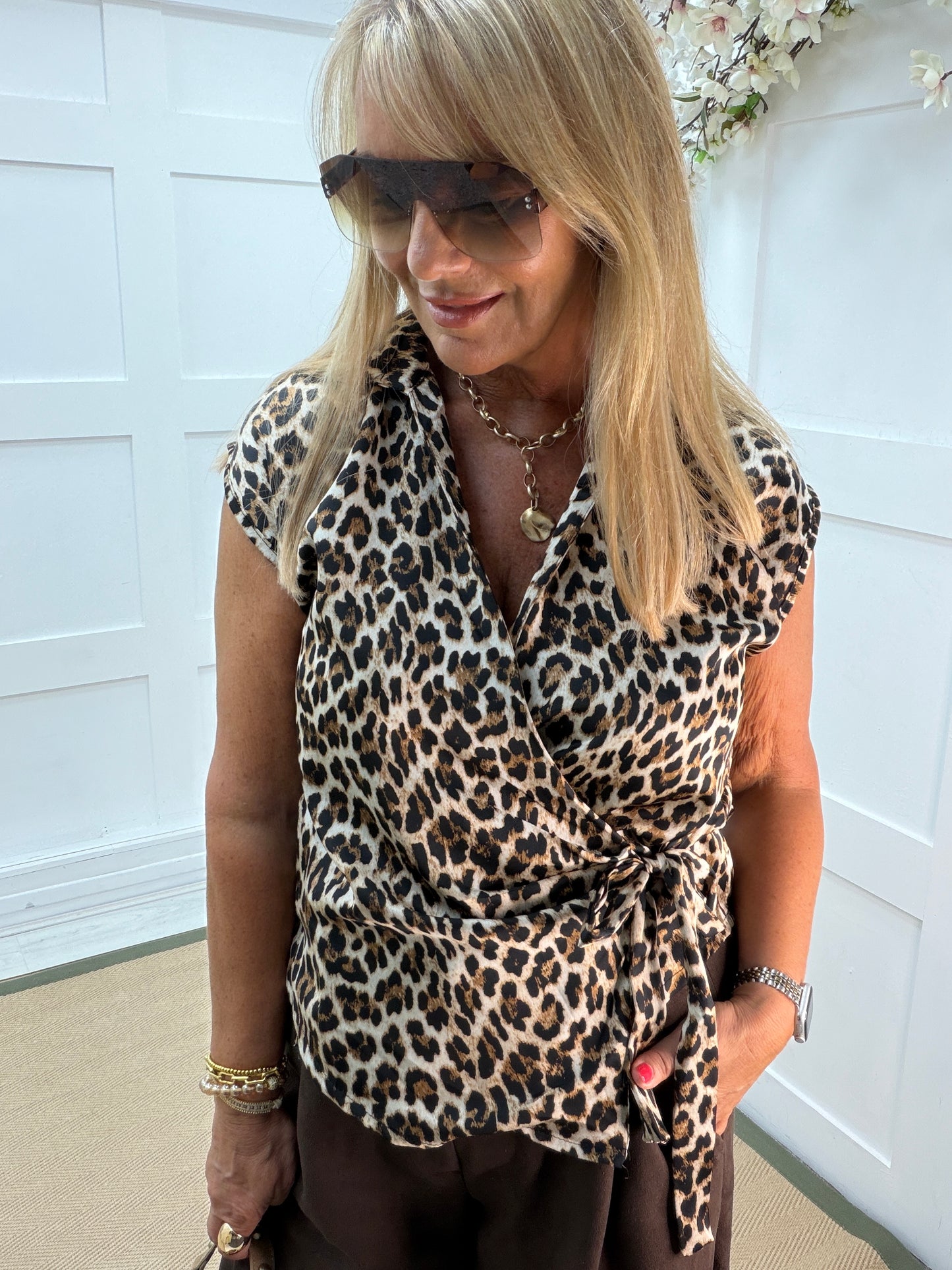 Lilia: Classic leopard print tie top. One size 10-16