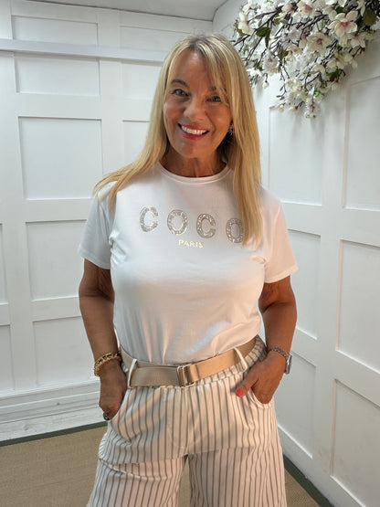 Coco: Diamanté “Coco Paris” top. 2 sizes. 2 colours