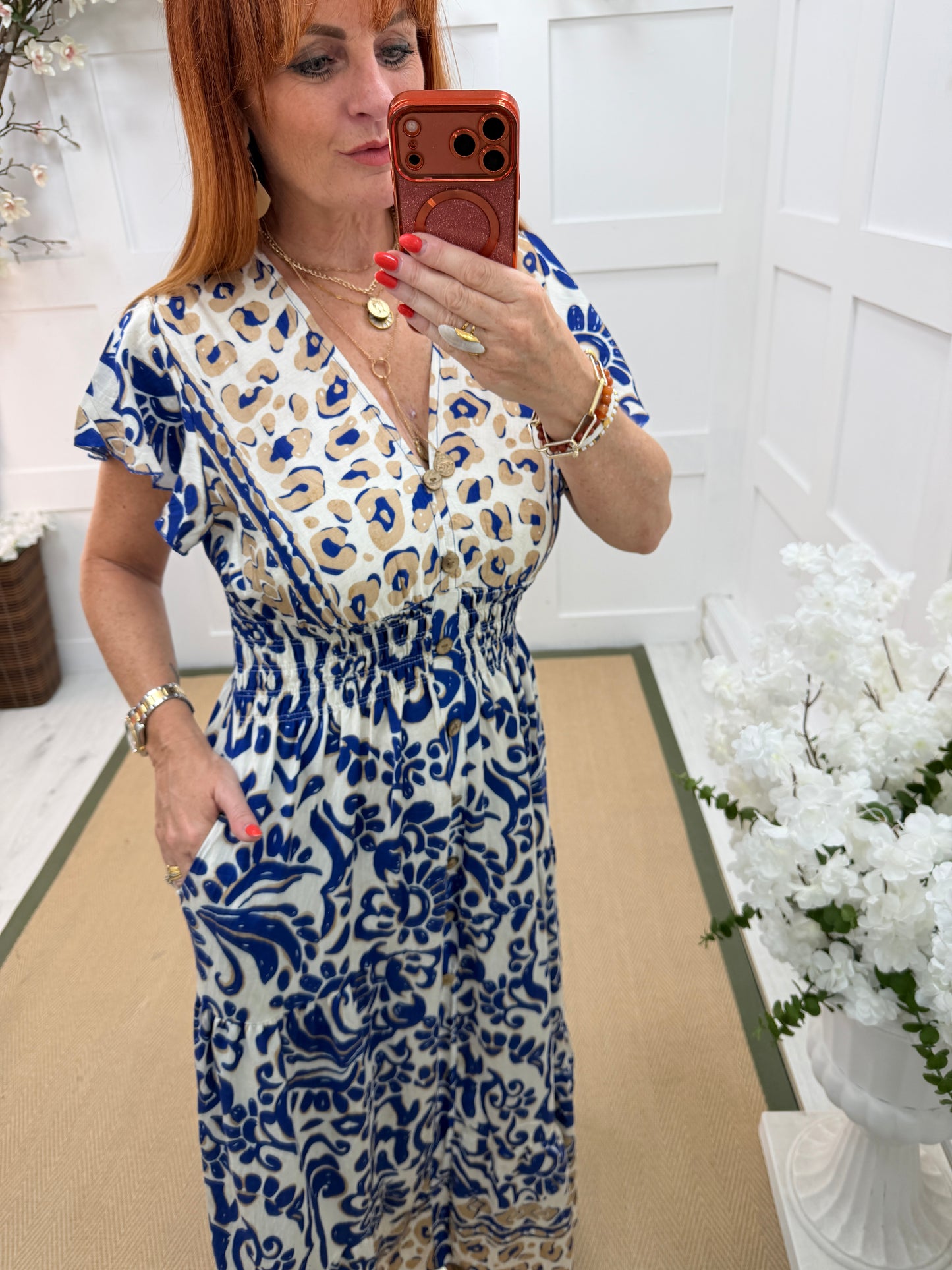 Charley: Leopard print V neck stretchy maxi dress. One size: 10-18. 3 colours