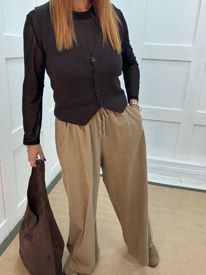 Lark: Sand needle cord wide trousers. One Size: 8-16