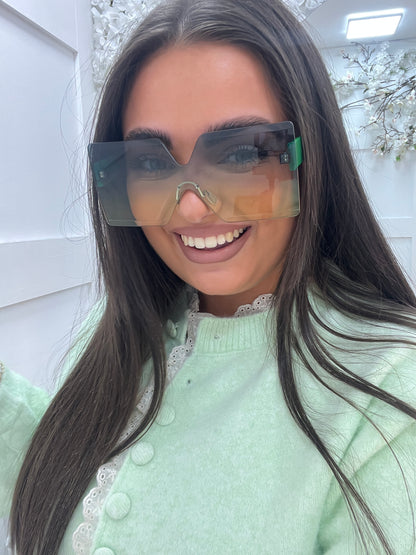 Santorini: Green ombre oversized fashion sunglasses