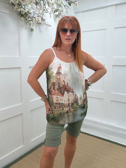 Ampika: Amalfi scene strappy top. One size 10-16. 4 colours
