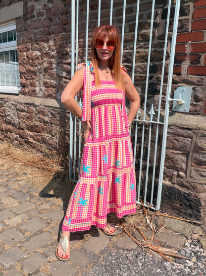 Gigi: Strappy gingham midi dress. One size 8-16. 2 colours