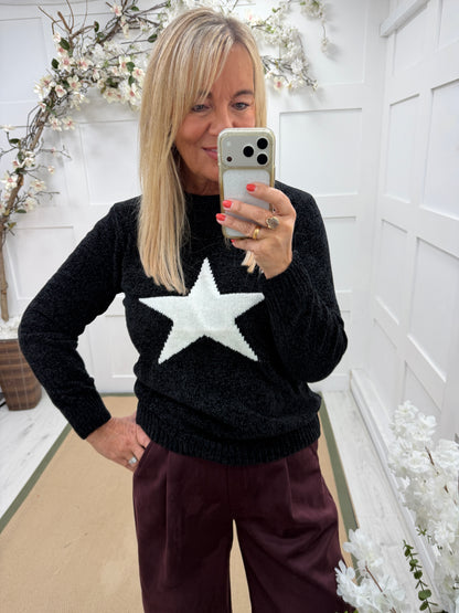 Sara: Soft star knit. One size: 10-16. 4 colours