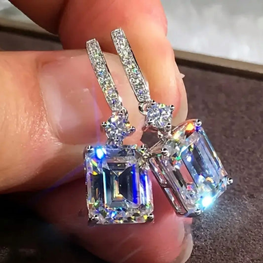 Anika: Silver CZ drop earrings