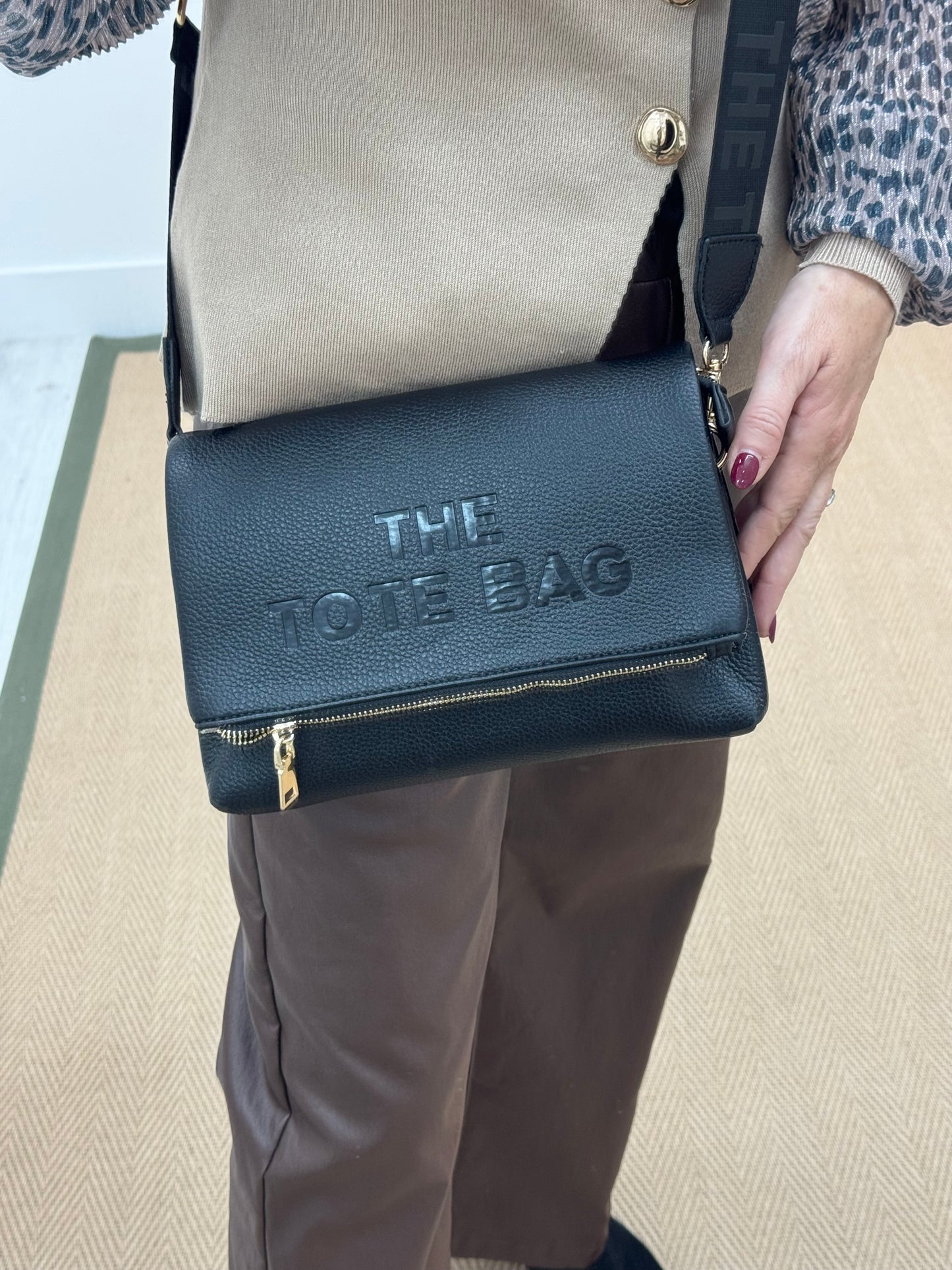 Tammy: Black cross body tote bag