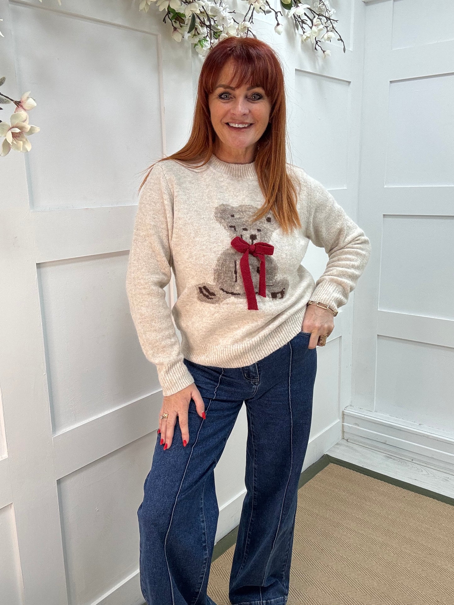 Midge: Beige teddy bear knitted top. 2 sizes