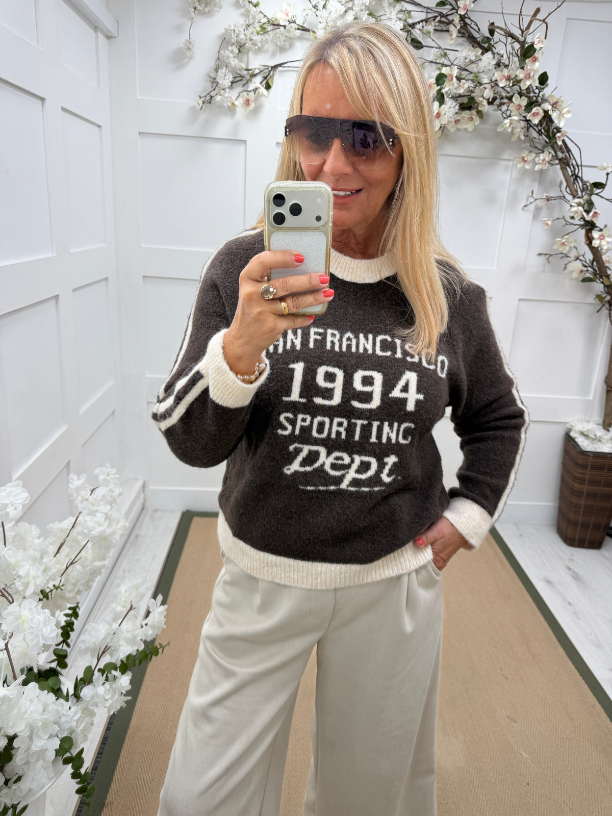 Sara: San Francisco slogan long sleeve top. One size: 12-18. 3 colours