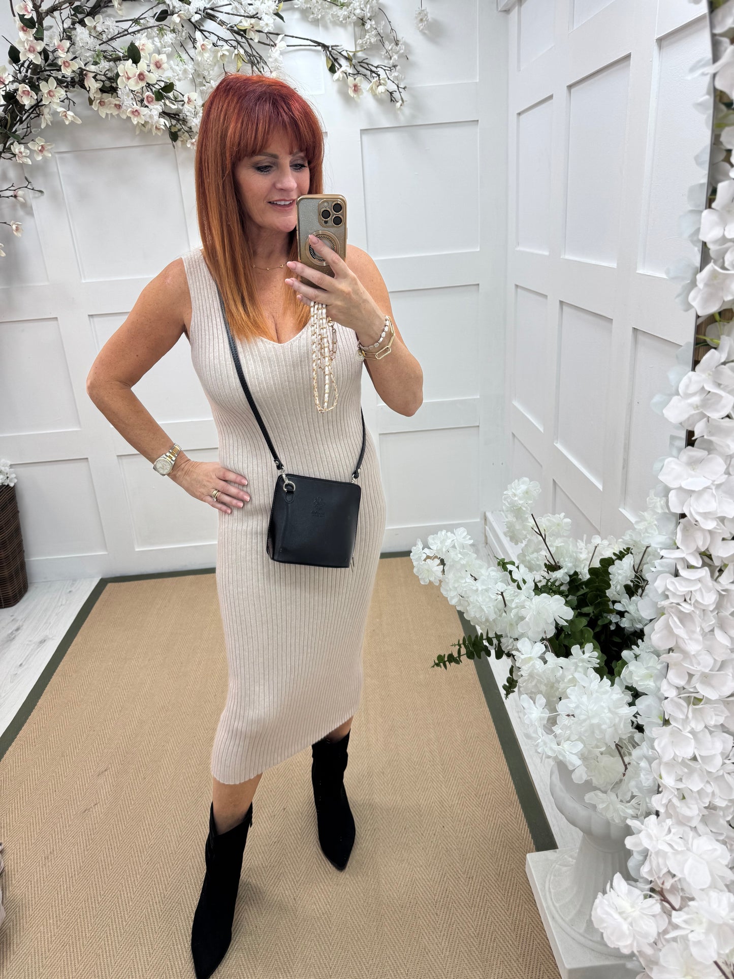 Sloane: Cream jumper & dress set. One size: 8-14