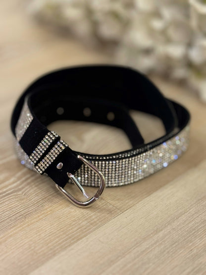 Dina: Silver diamanté thin belt. One size: 8-16