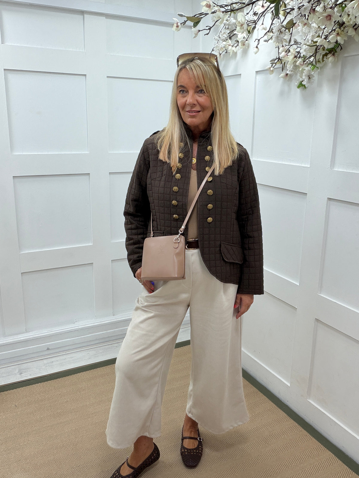 Jolie: Military style lightweight quilted design jacket. One size: 14-18. 3 colours