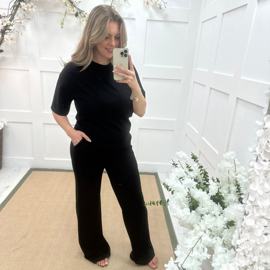 Piper: Black loungewear set. One size: 8-16
