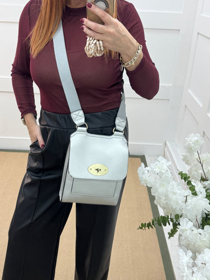 Sasha: Silver cross body satchel bag