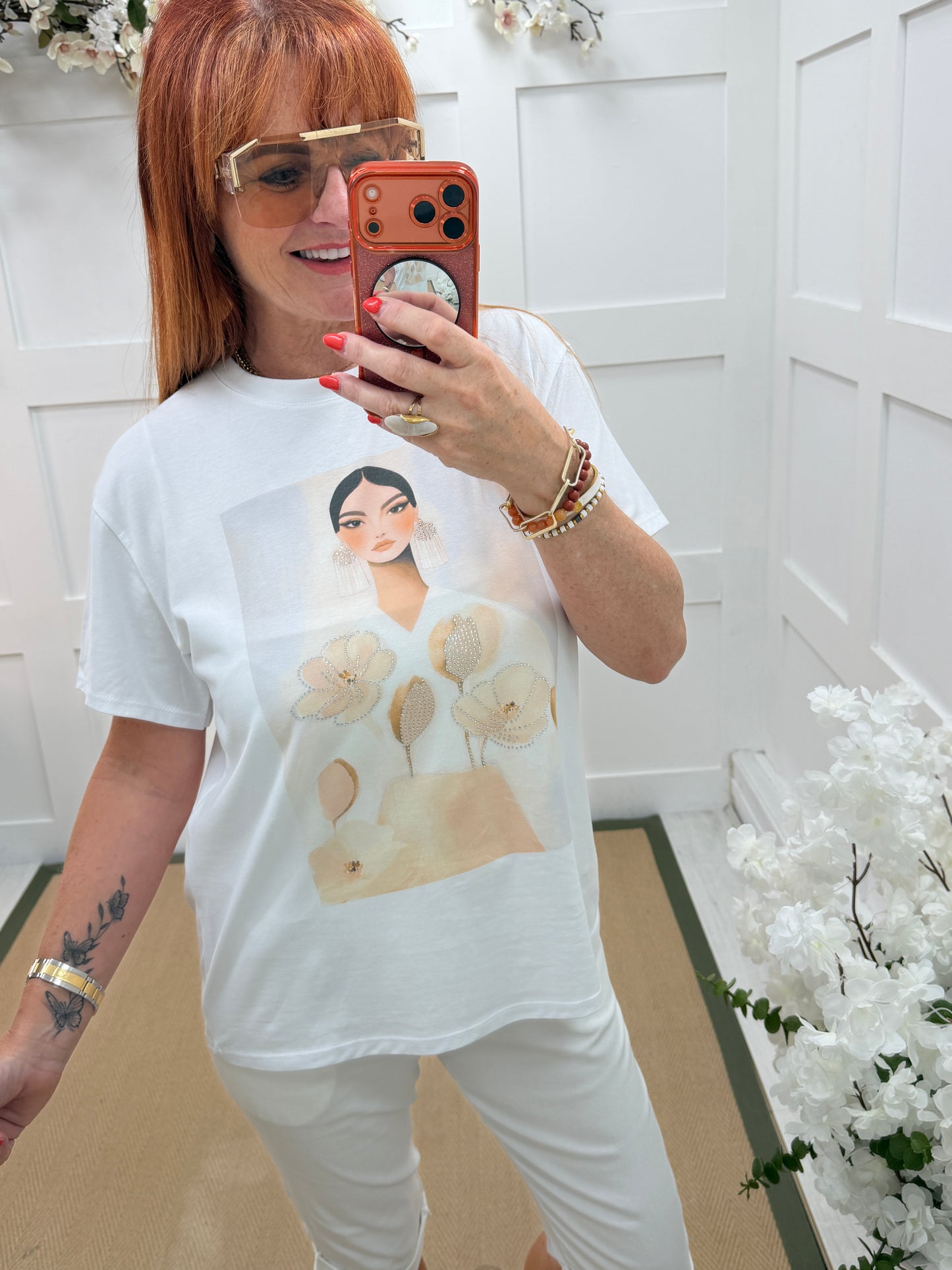 Jasmine: Graphic girl diamanté T shirt. One size: 10-16. 4 colours