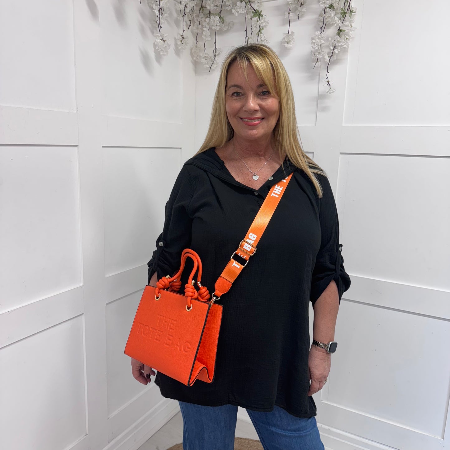 Tammy: Orange knot handle Tote bag