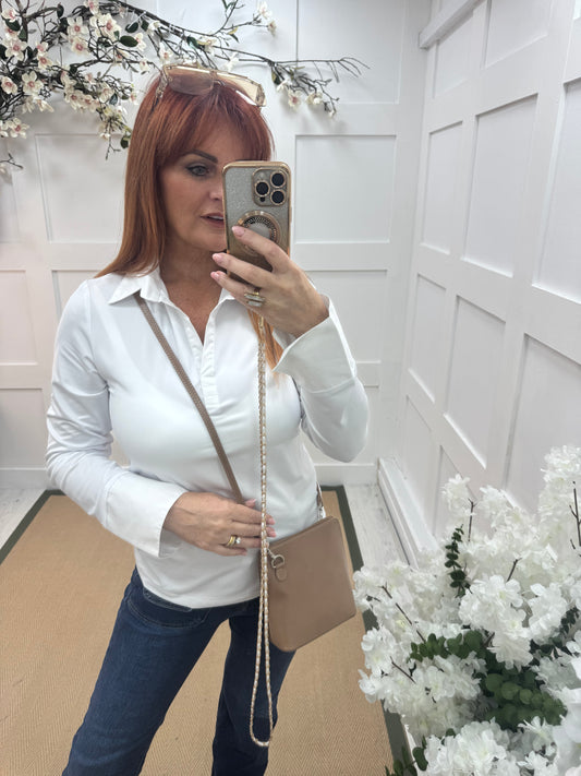 Layla: White cotton layering shirt. 4 sizes