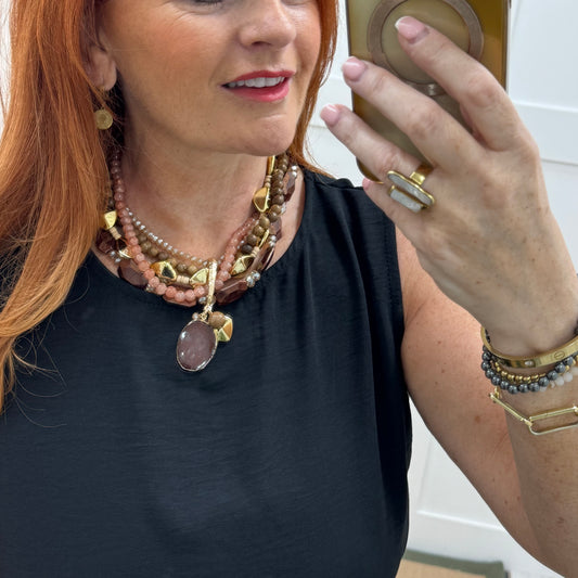 India: Brown & gold chunky statement necklace