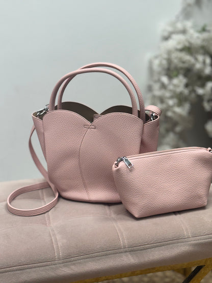 Tulip: Pink hand bag & clutch