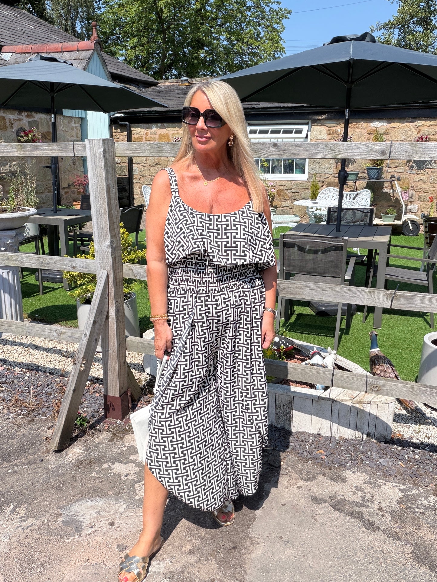 Jaycie: Printed split leg jumpsuit. One size: 14-20. 3 prints