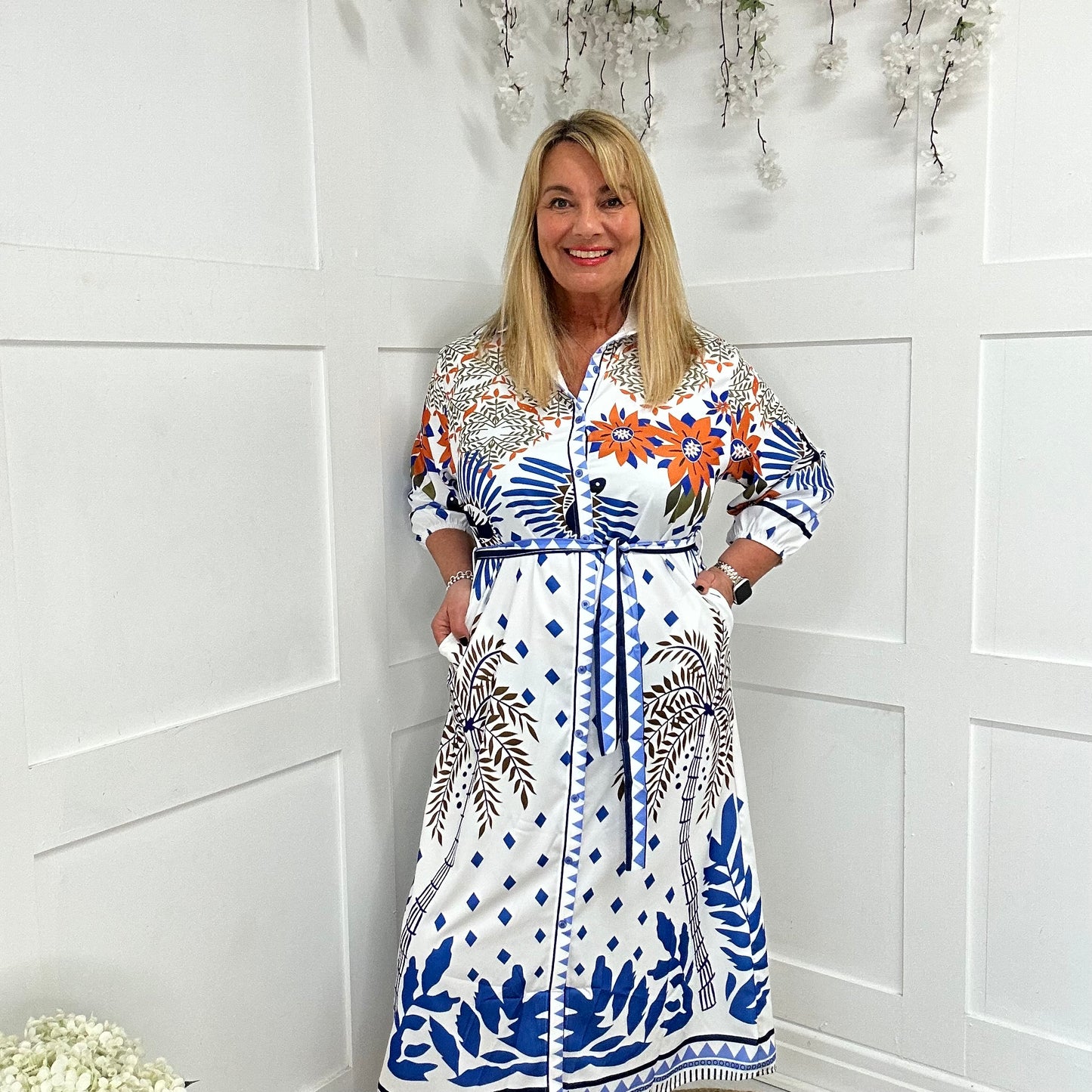 Bonnie: Multicoloured tropical print shirt/dress. 2 sizes
