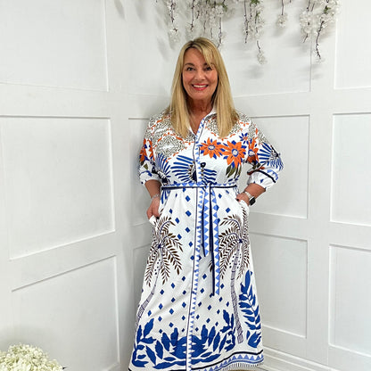 Bonnie: Multicoloured tropical print shirt/dress. 2 sizes