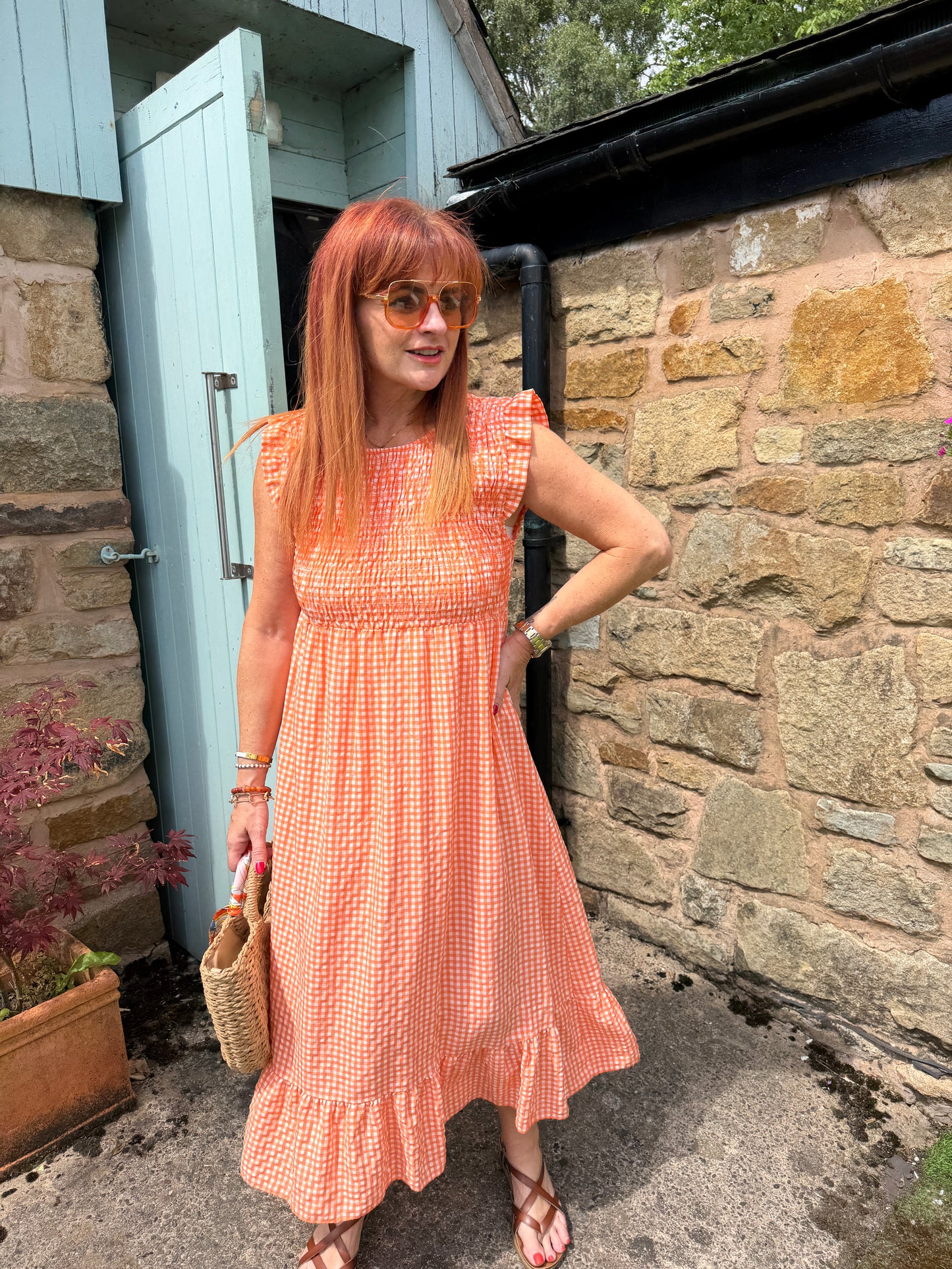 Gabby: Stretchy gingham midi dress. One size 8-16. 2 colours
