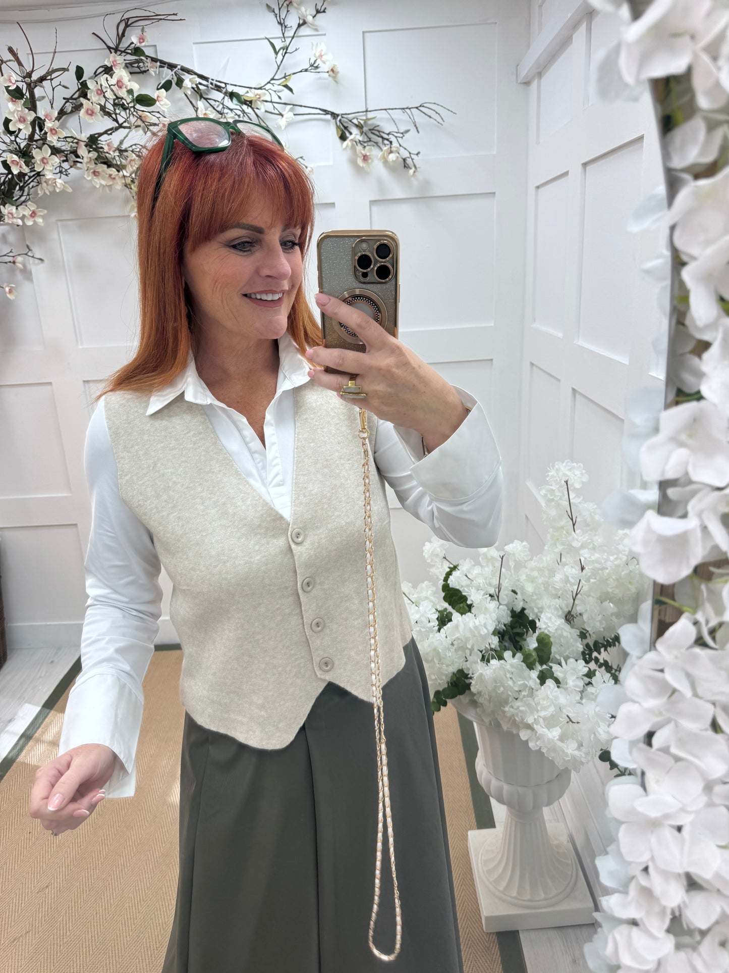 Layla: White cotton layering shirt. 4 sizes