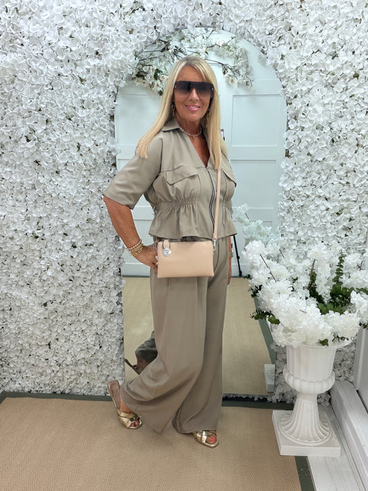 Cora: Safari style jacket & trouser co-ord set. One size: 14-18. 4 Colours