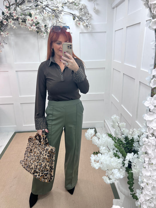 Layla: Leopard & brown cotton layering shirt. 4 sizes