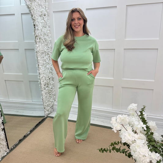 Piper: Green loungewear set. One size: 8-16