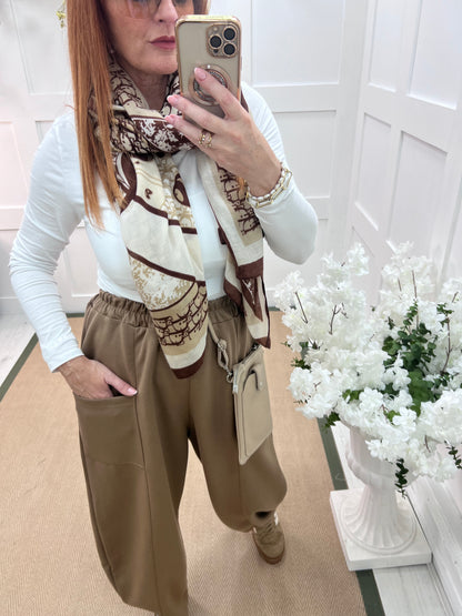 River: Sand cocoon harem trousers. One Sz: 14-20