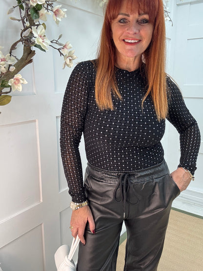 Raye: Black silver glitter mesh bodysuit. 2 sizes