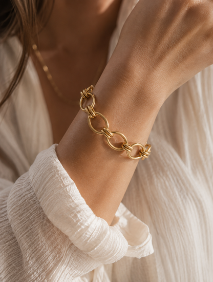 Monaco: 18K gold plated large round link bracelet