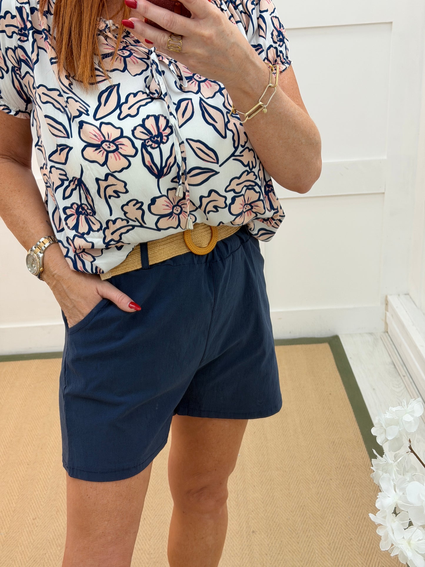 Alessia: Paper bag waist belted shorts. One size: 10-14 - 5 colours