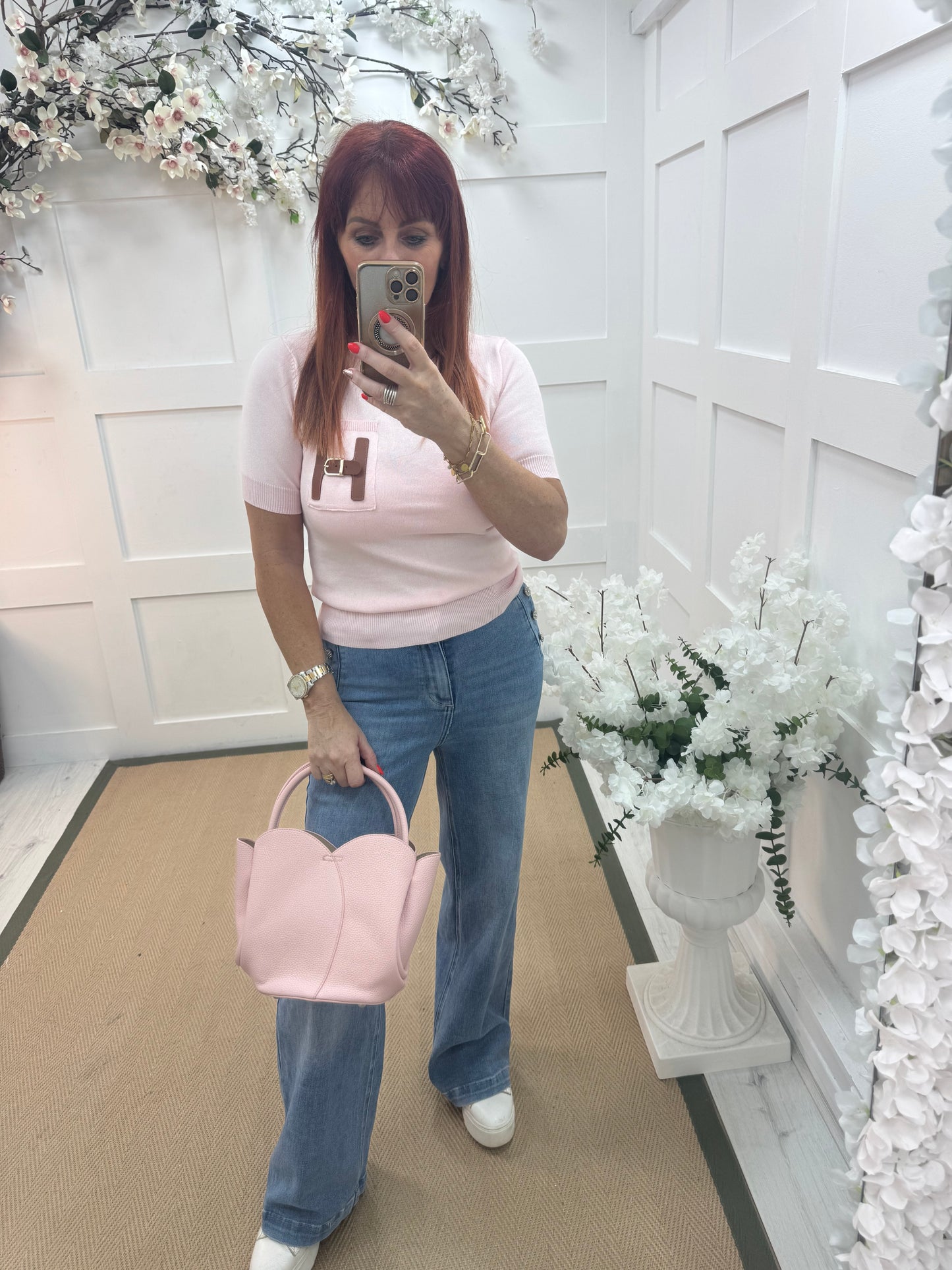 Tulip: Pink hand bag & clutch