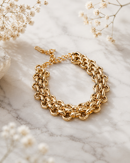 Renata: 18K gold plated chunky chain bracelet. 2 colours