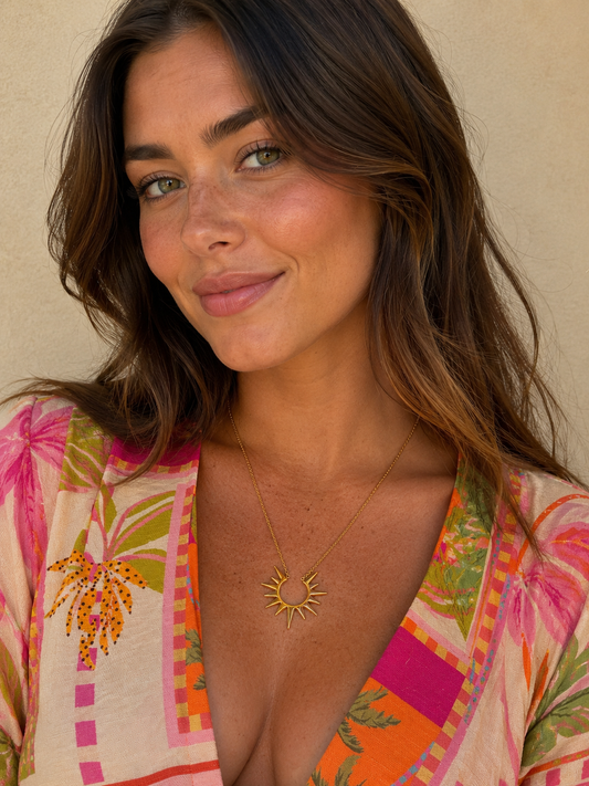 Harper: 18k gold plated sun necklace