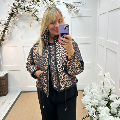 Amara : Leopard print padded jacket. One size: 12-18