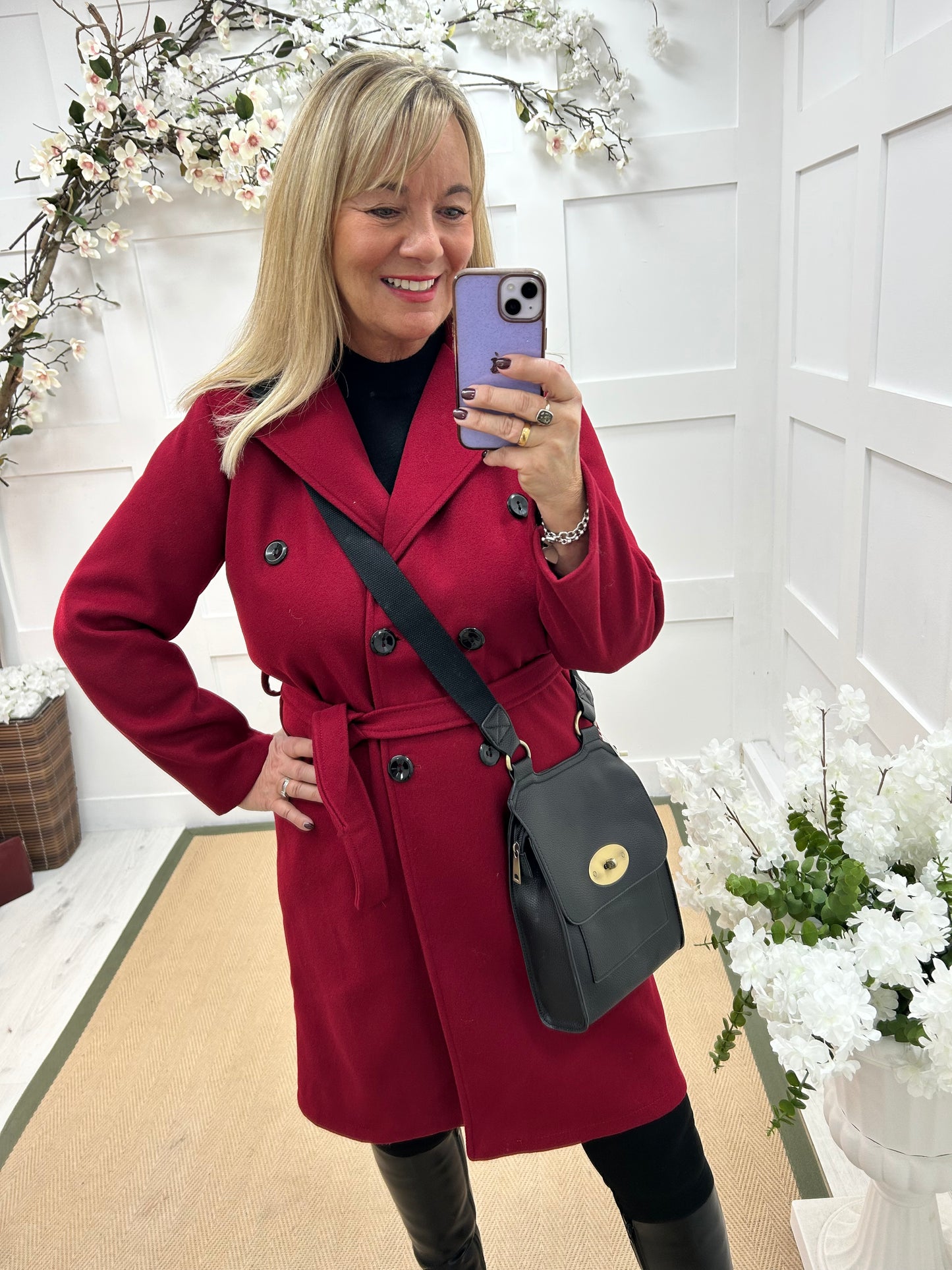 Camille: Burgundy trench coat . One size 10-16