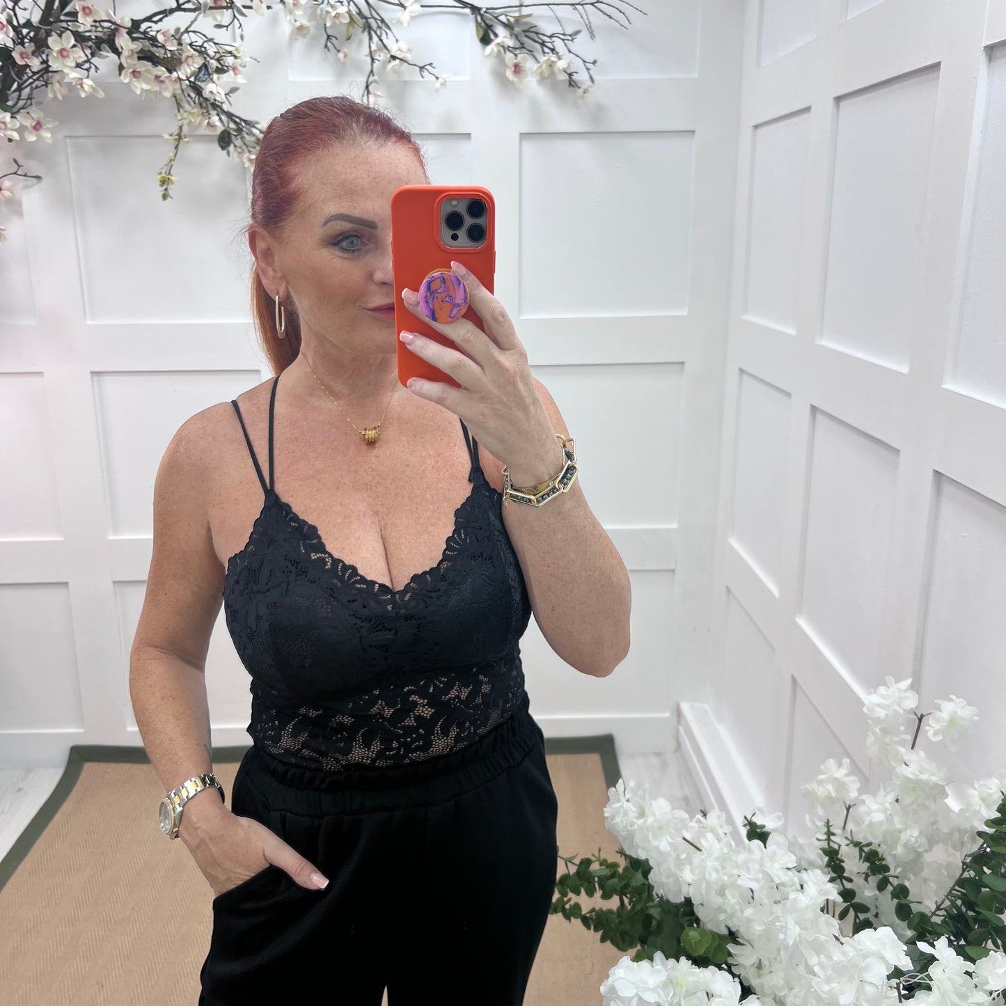 Fifi: Black strappy lace bralette. One size 8-12