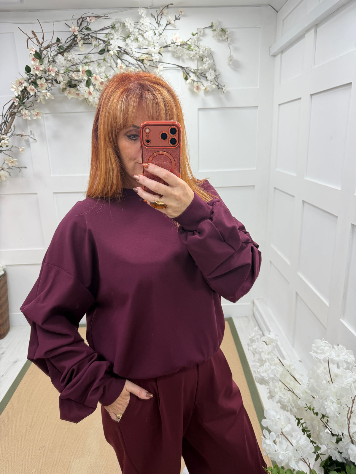 Riri: Ruffle long sleeve sweatshirt. One size: 12-16. 4 colours