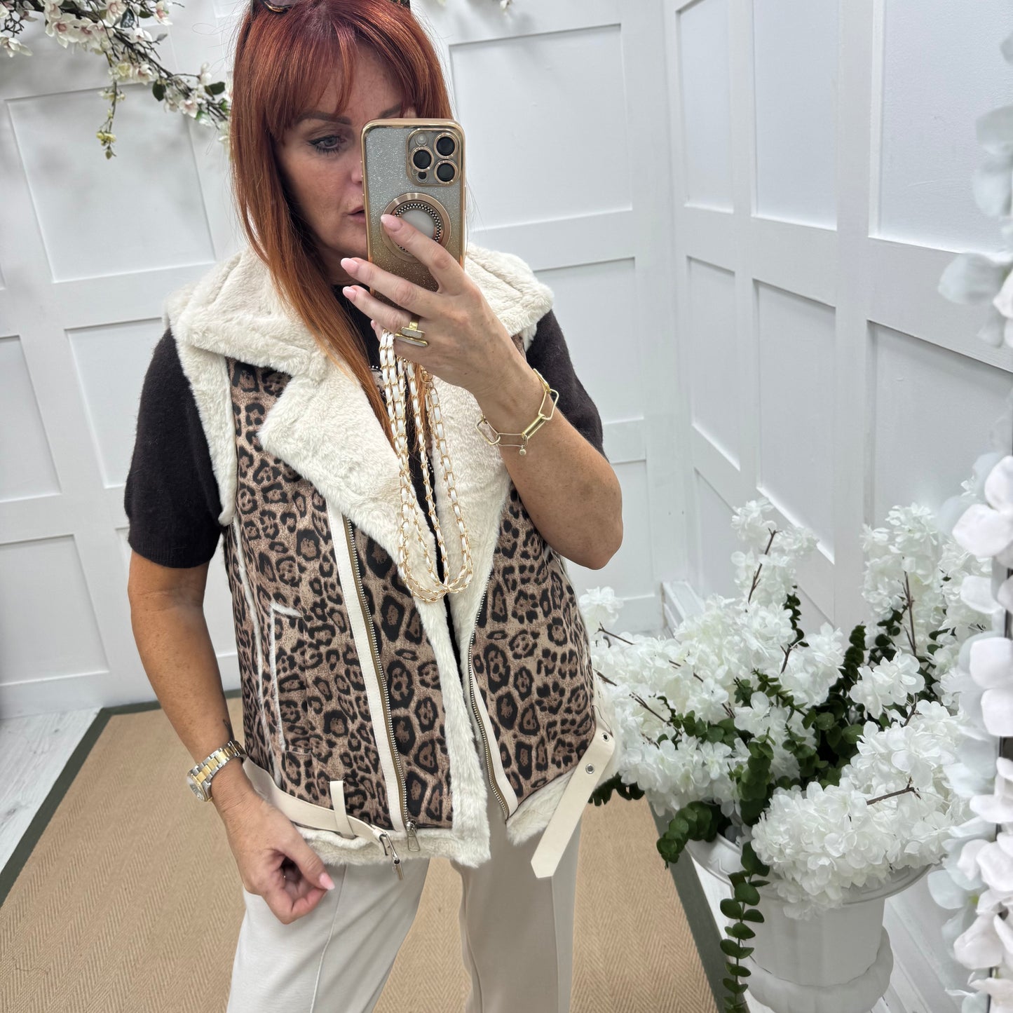 Milly: Leopard print faux fur gilet. 2 sizes