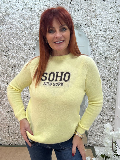 Sian: Lemon SOHO knitted top. One size: 10-14